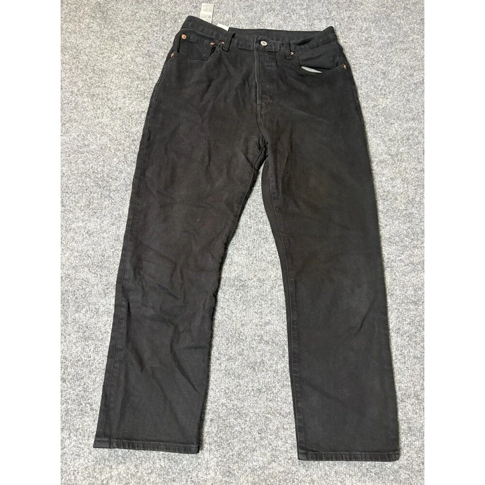 Levi's 501 Jeans Mens 29x26 Black Straight Regular Fit Dark Wash Denim